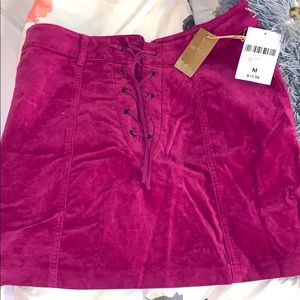 Suede lace up mini skirt